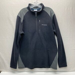 Columbia Mens Black & Gray Large 1/4 Zip Long Sleeve Fleece Pullover Casual Soft